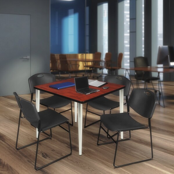 Regency Kahlo Square Table & Chair Sets, 42 W, 42 L, 29 H, Wood, Metal, Polypropylene Top, Cherry TPL4242CHCM44BK - main